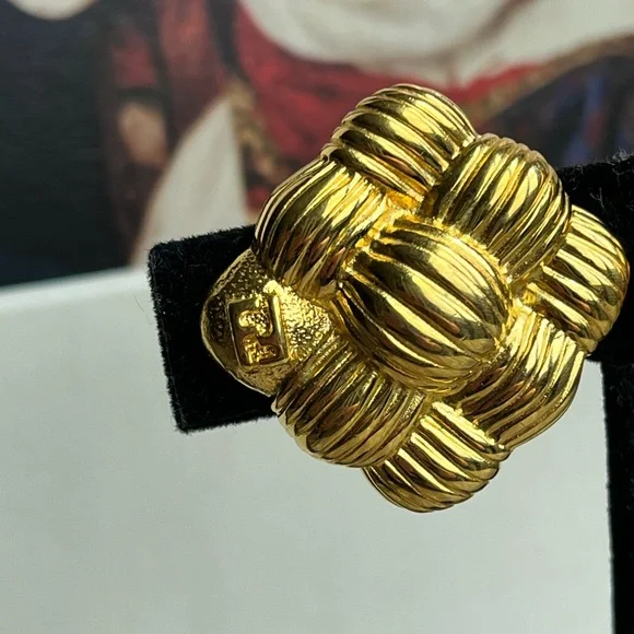 FENDI Vintage GP Basketweave Earrings